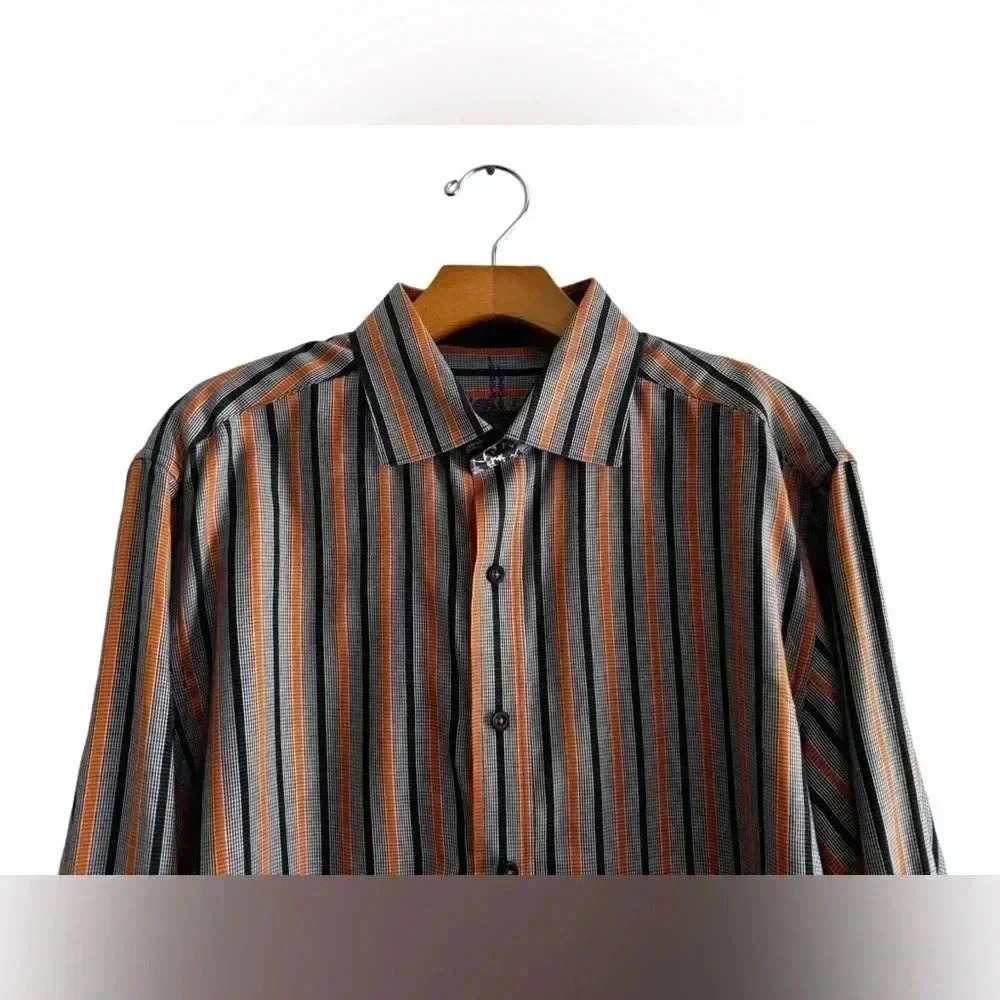 Robert Graham Button Down Dress Shirt Men's Long Sleeve Stripe Size M - Picture 3 of 16